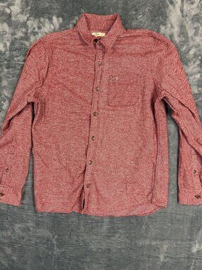 Hollister Mens Red Long Sleeve Button-Up Shirt Size L Cotton Blend